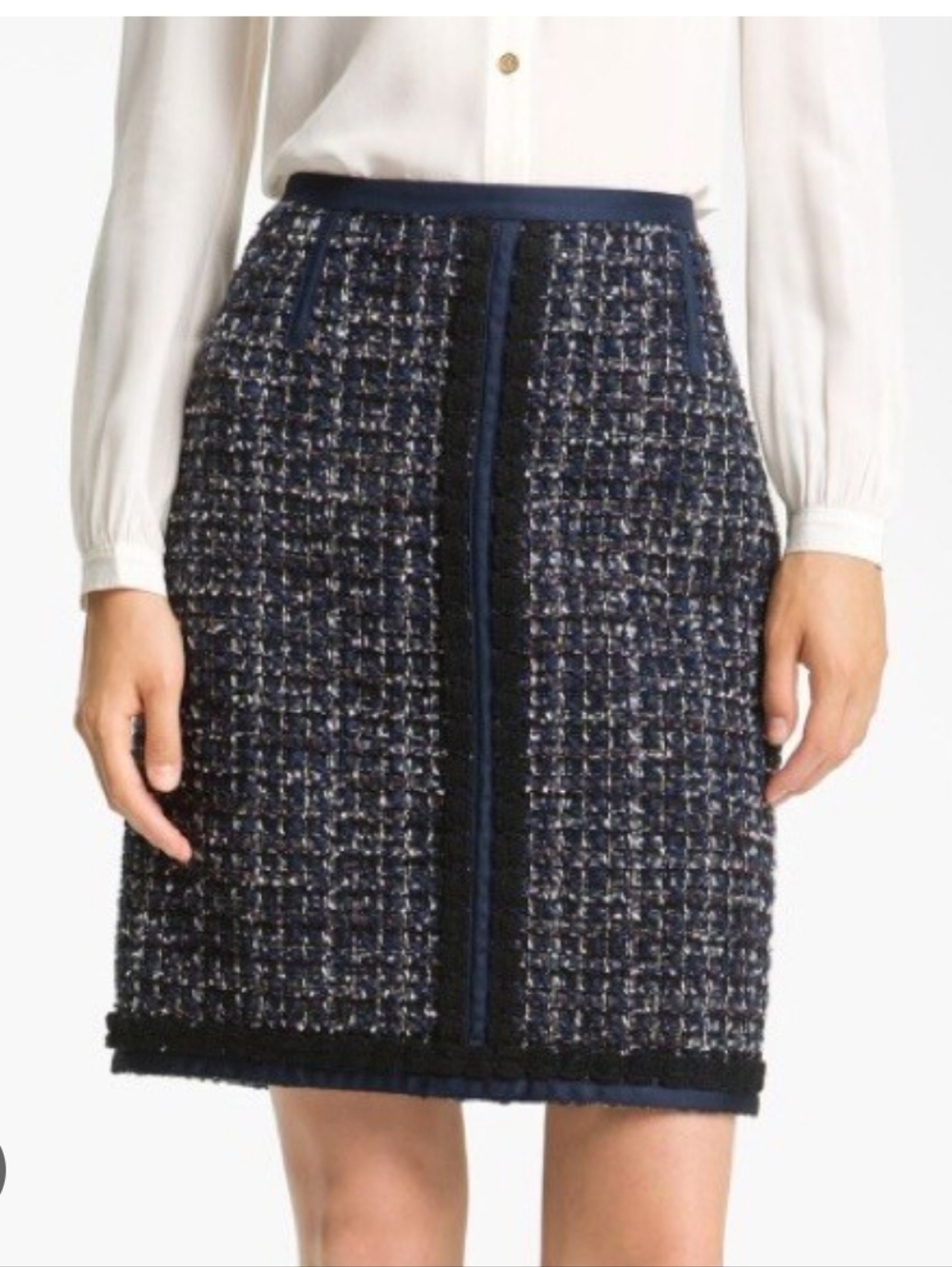 Tory Burch 'Annabelle' Navy Tweed bouclé Skirt